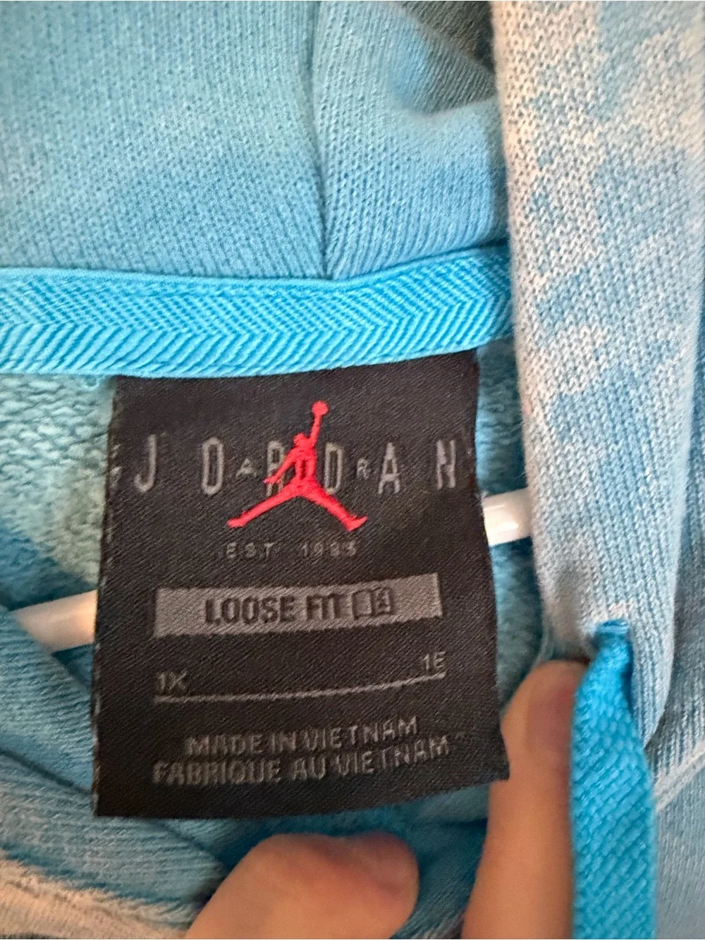 Jordan Light Blue Crewneck Hoodie with Kangaroo Pocket